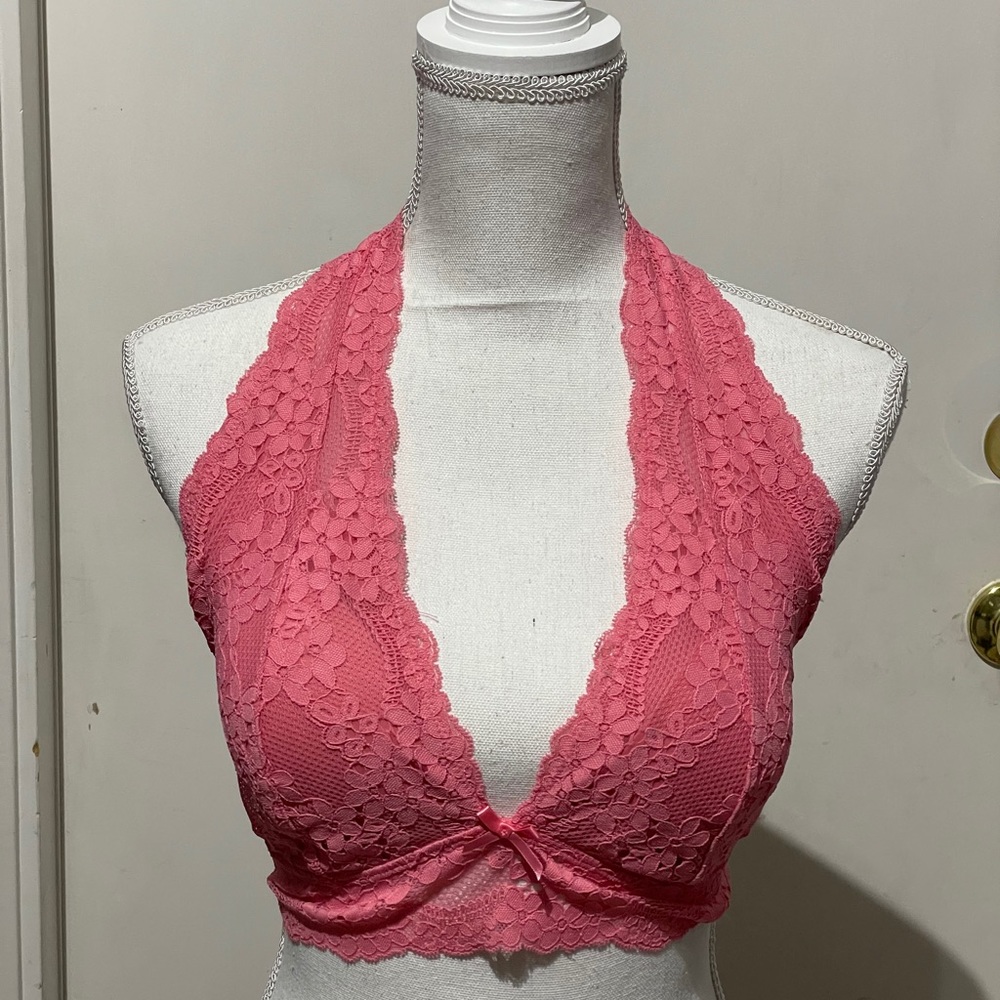 Maurices Peach Color Lace Halter Bralette Sz L